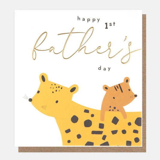 FTH009-Caroline G-Happy 1St Father'S Day Leopards-Card-