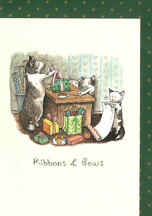 XM113-Two Bad Mice-Ribbons and Bows-Xmas Card