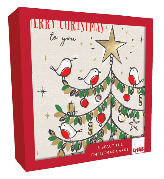 XCR031-Second Nature-Merry Christmas 8Pck Single Design-Xmas Card Pack-Crisis Boxed Cards
