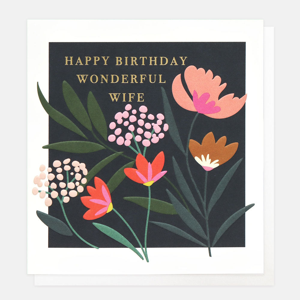 MED012-Caroline G-Happy Birthday Wonderful Wife-Card-Meadow