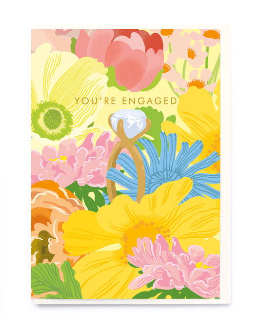 CS012-Noi-You'Re Engaged Floral-Card-Occassions