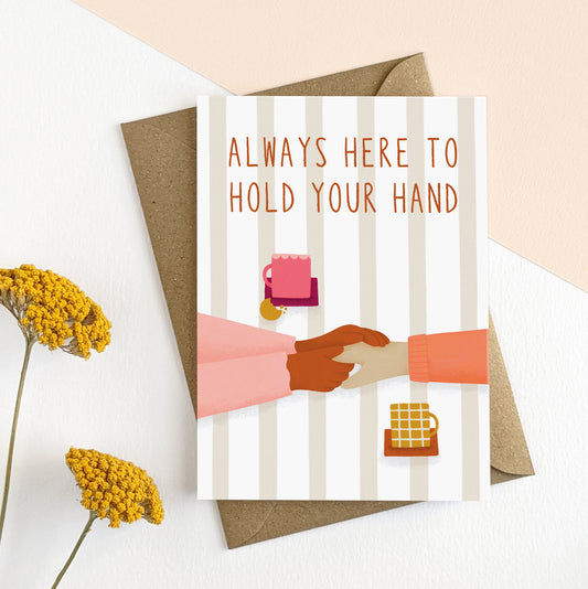 CAP008-Elsa Rose Frere-Sympathy Holding Hands -Card-Apricot Pink