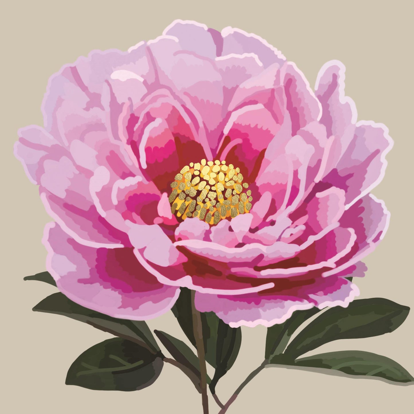 BG089-Sarah Kelleher-Single Pink Peony-Card-Botanical Golds