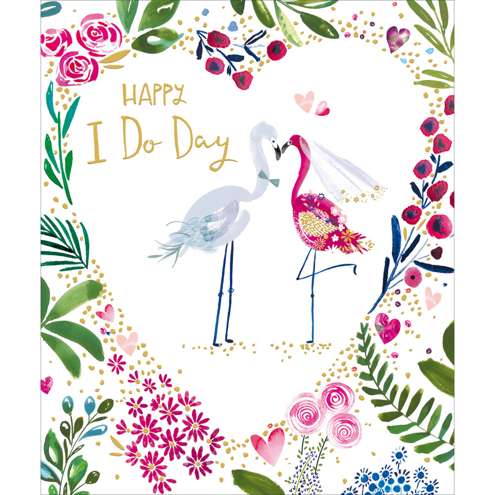 604027-Woodmansterne-P Cardsngl Wpink Wedcrats Happy I Do Day-Card-Pink