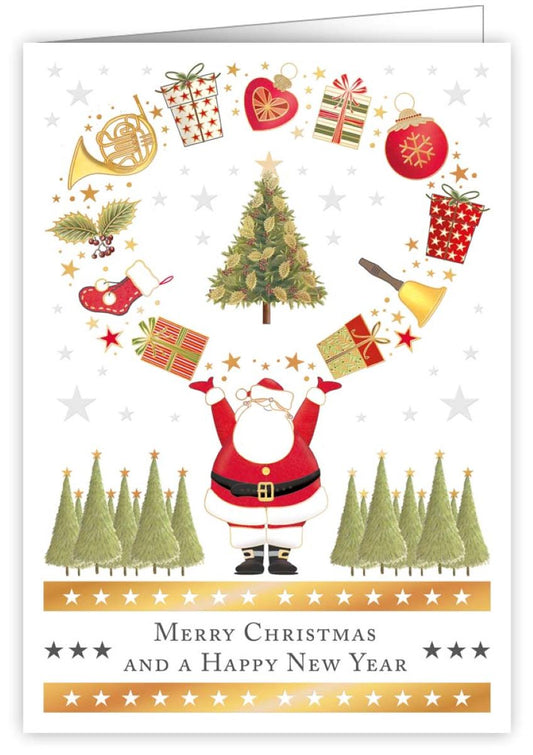4776-Quire-Santa Juggling Presents-Xmas Card-Mac Classic
