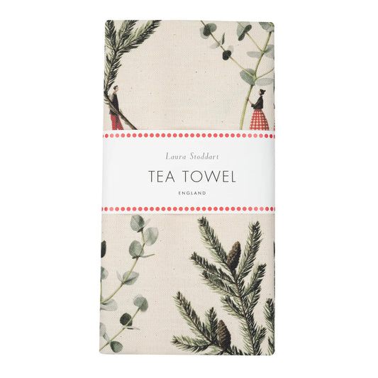 HC039-Laura Stoddart-Spruce & Eucalyptus-Xmas Tea Towel-Christmas Tea Towel